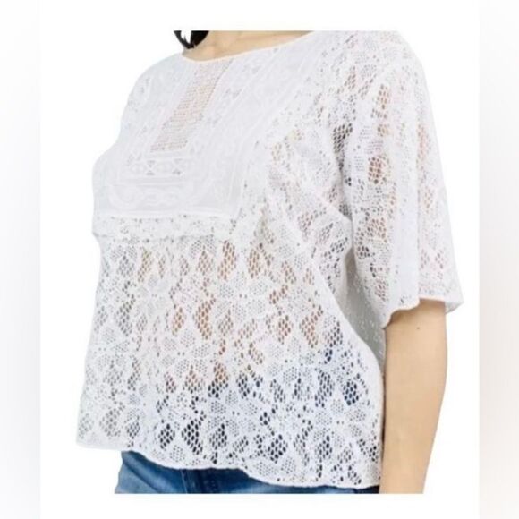 Zara White eyelet crop top - Picture 1 of 10